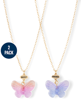 Girls Butterfly BFF Necklace 2-Pack
