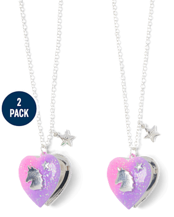 Girls Unicorn BFF Locket Necklace 2-Pack