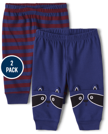 Pack de 2 pantalones con rayas de mapache para bebé niño