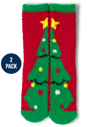 Adult Matching Family Lights Christmas Tree Cozy Socks 2-Pack
