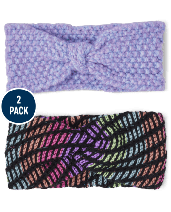 Paquete de 2 diademas con nudo de arcoíris para niñas