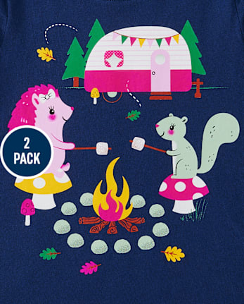 Baby And Toddler Girls Animal Graphic Tee 2-Pack