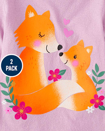 Baby And Toddler Girls Animal Graphic Tee 2-Pack