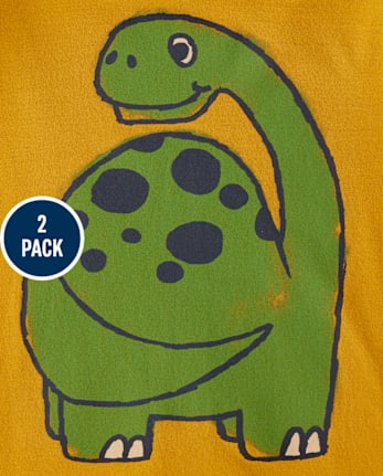 Paquete de 2 camisetas con estampado de dinosaurio para bebés y niños pequeños