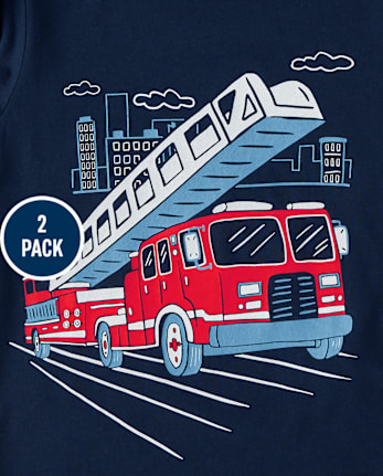 Paquete de 2 camisetas con gráfico de vehículo para bebés y niños pequeños