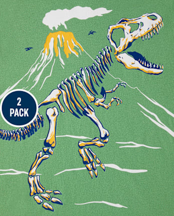 Camiseta con estampado de dinosaurio y tiburón para niño, paquete de 2