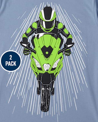Camiseta con gráfico de bicicleta para niño, paquete de 2