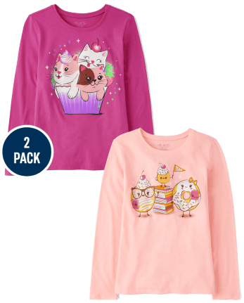 Lot de 2 t-shirts graphiques Dessert pour filles