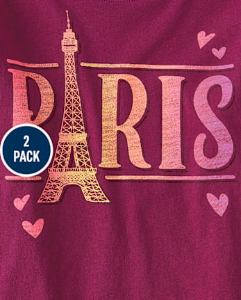 Paquete de 2 camisetas con estampado de viaje para niñas