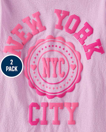 Paquete de 2 camisetas con estampado de viaje para niñas