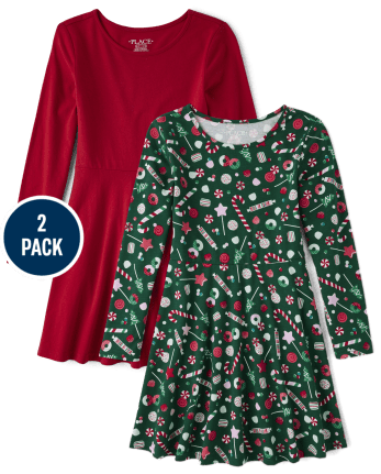 Lot de 2 robes patineuses de Noël Candy pour fille