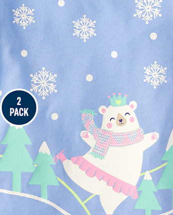 Pack de 2 camisetas con osito polar para niñas pequeñas