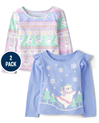 Toddler Girls Polar Bear Top 2-Pack