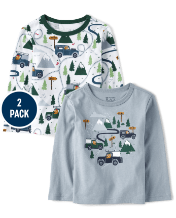 Pack de 2 camisetas de viaje por carretera para bebés y niños pequeños