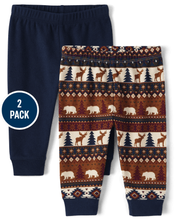 Baby Boys Animal Fairisle Pants 2-Pack