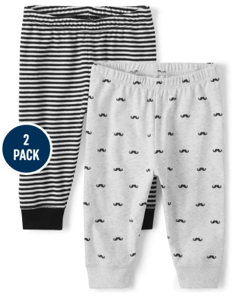Baby Boys Mustache Pants 2-Pack