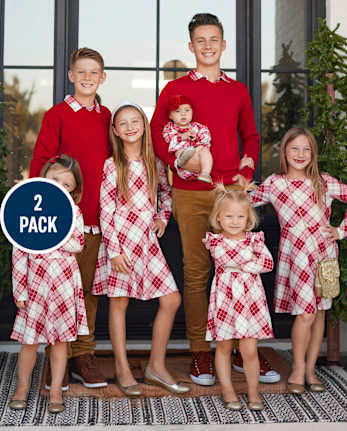 Baby Girls Plaid Bodysuit Dress 2-Pack