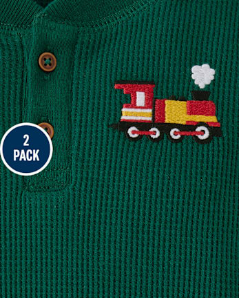 Baby Boys Train Thermal Romper 2-Pack