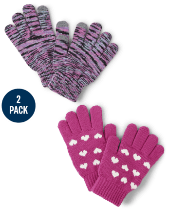 Girls Space Dye Texting Gloves 2-Pack