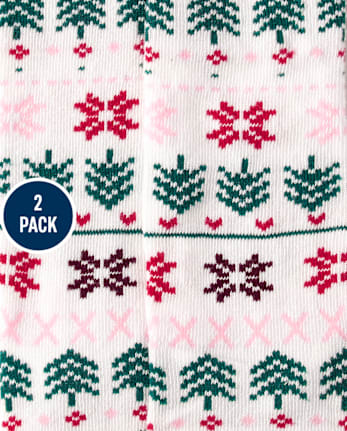 Toddler Girls Christmas Fairisle Tights 2-Pack
