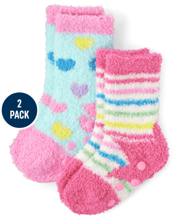 Paquete de 2 calcetines acogedores con forma de corazón para niñas pequeñas