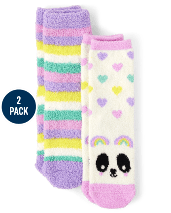 Lot de 2 paires de chaussettes douillettes Panda pour filles