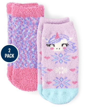 Paquete de 2 calcetines acogedores de unicornio para niñas pequeñas