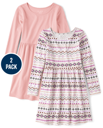 Girls Print Everyday Dress 2-Pack