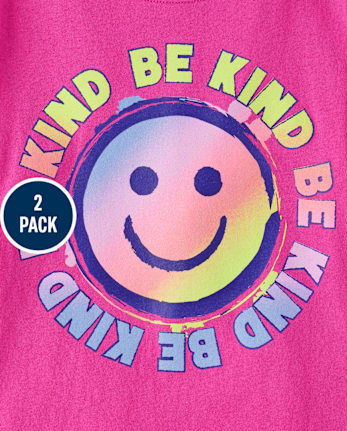 Girls Peace And Love Happy Face Graphic Tee 2-Pack