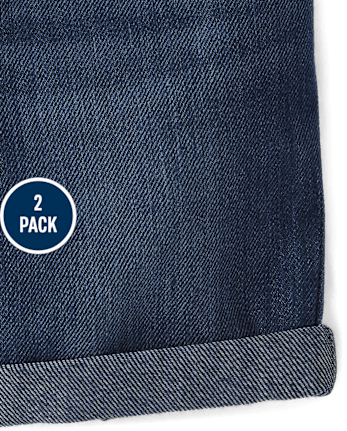 Niños pequeños Niña Roll Cuff Jeans / Mezclilla Midi Shorts 2-Pack