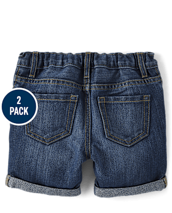 Niños pequeños Niña Roll Cuff Jeans / Mezclilla Midi Shorts 2-Pack
