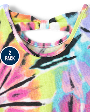 tout-petit, fille arc-en-ciel Tie Dye Knot Back débardeur 2-Pack
