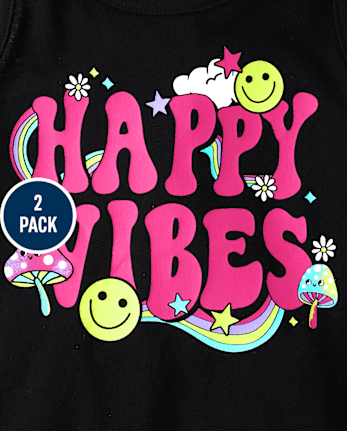 Girls Happy Vibes Fringe Tank Top 2-Pack