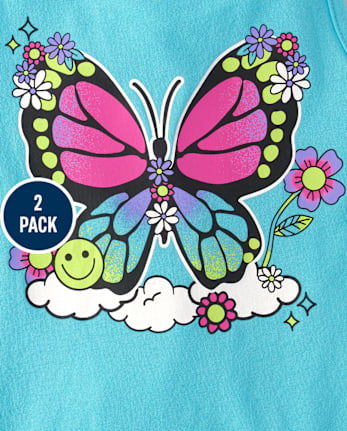 Girls Happy Vibes Fringe Tank Top 2-Pack