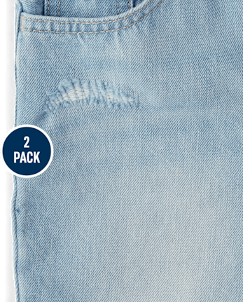 Girls Roll Cuff Denim Midi Shorts 2-Pack