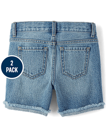 Girls Roll Cuff Denim Midi Shorts 2-Pack