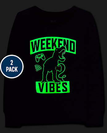 Boys Glow Dino Ninja Snug Fit Cotton Pajamas 2-Pack