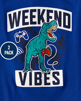 Boys Glow Dino Ninja Snug Fit Cotton Pajamas 2-Pack