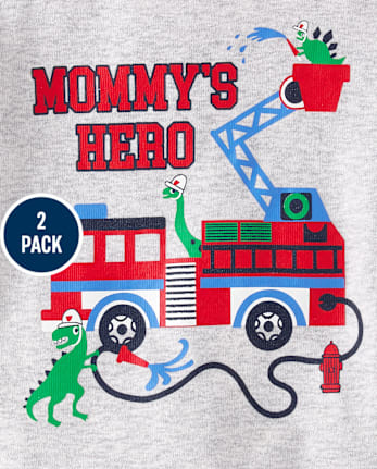 Baby And Toddler Boys Fire Truck Snug Fit Cotton Pajamas 2-Pack
