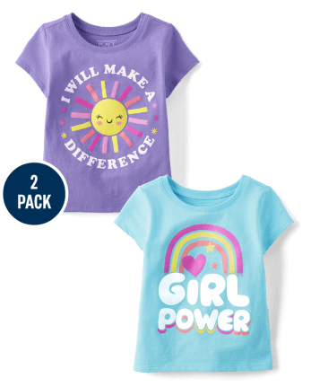 Paquete de 2 camisetas con gráfico de positividad para bebés y niñas pequeñas
