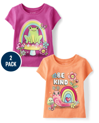 Paquete de 2 camisetas con gráfico Kindness para bebés y niñas pequeñas