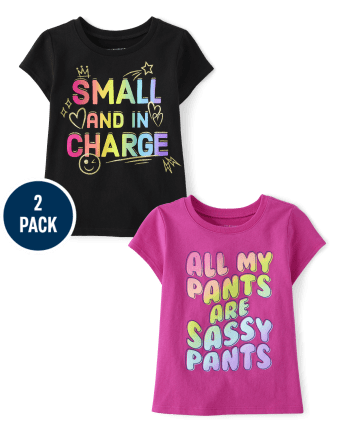 Paquete de 2 camisetas con estampado Sassy para bebés y niñas pequeñas