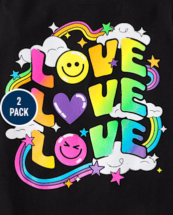 Niña Positividad Camisetas estampadas 2-Pack