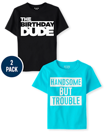 Baby And Toddler Boys Birthday Trouble Graphic Tee 2-Pack - MULTI CLR