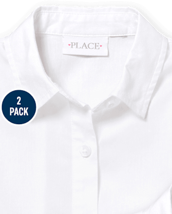Girls Uniform Button Up Shirt 2-Pack