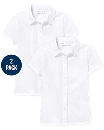 Girls Uniform Button Up Shirt 2-Pack
