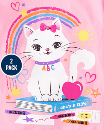 Niños pequeños Niña Animal Camisetas estampadas 2-Pack