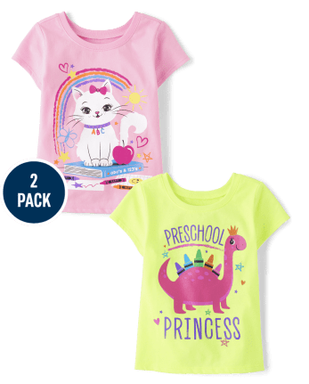 Niños pequeños Niña Animal Camisetas estampadas 2-Pack