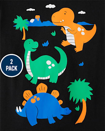 Baby And Niños pequeños Boys Dino Camisetas estampadas 2-Pack - MULTI CLR