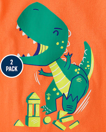 Baby And Niños pequeños Boys Dino Camisetas estampadas 2-Pack - MULTI CLR